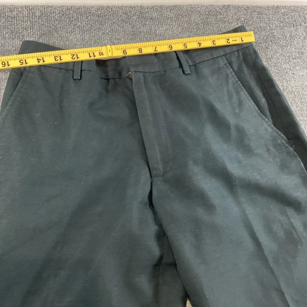 Banana Republic Mens Dress Pants 31x32 Dark Green Flat Front Straight Leg Busine